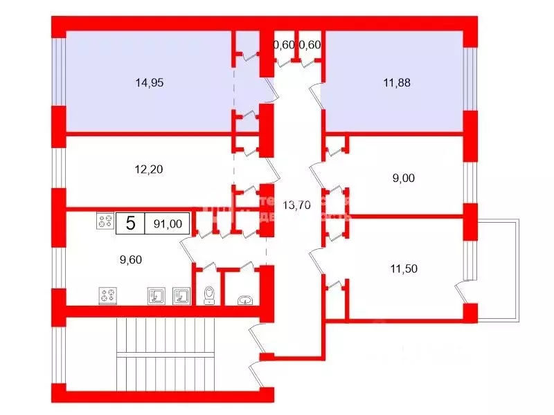 Комната Санкт-Петербург просп. Энергетиков, 30К2 (26.8 м) - Фото 2