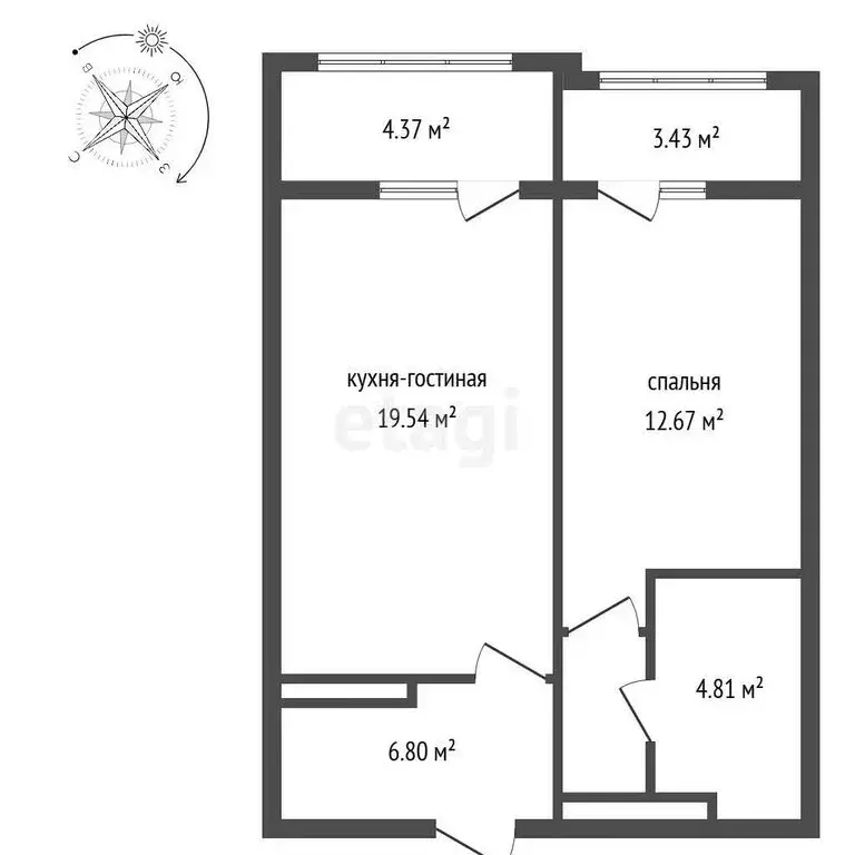 2-комнатная квартира: Воронеж, Краснознамённая улица, 72 (47.8 м) - Фото 1