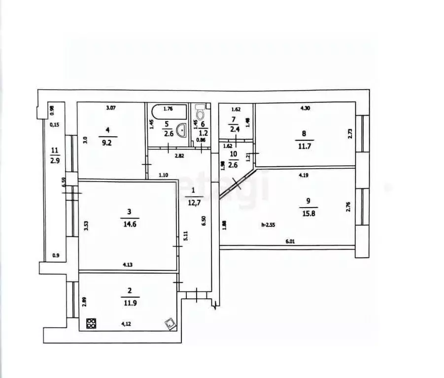 4-к кв. Татарстан, Казань ул. Серова, 41 (84.5 м) - Фото 1