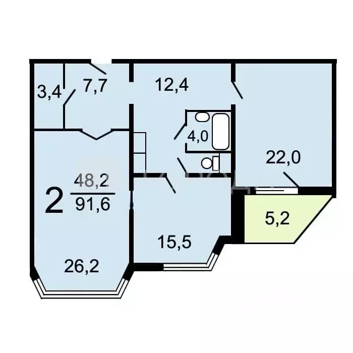 2-к кв. Москва ул. Главмосстроя, 20 (90.9 м) - Фото 1