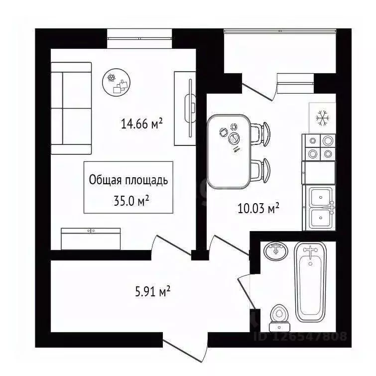 1-к кв. Новосибирская область, Новосибирск Фабричная ул., 65/3 (35.0 ... - Фото 1