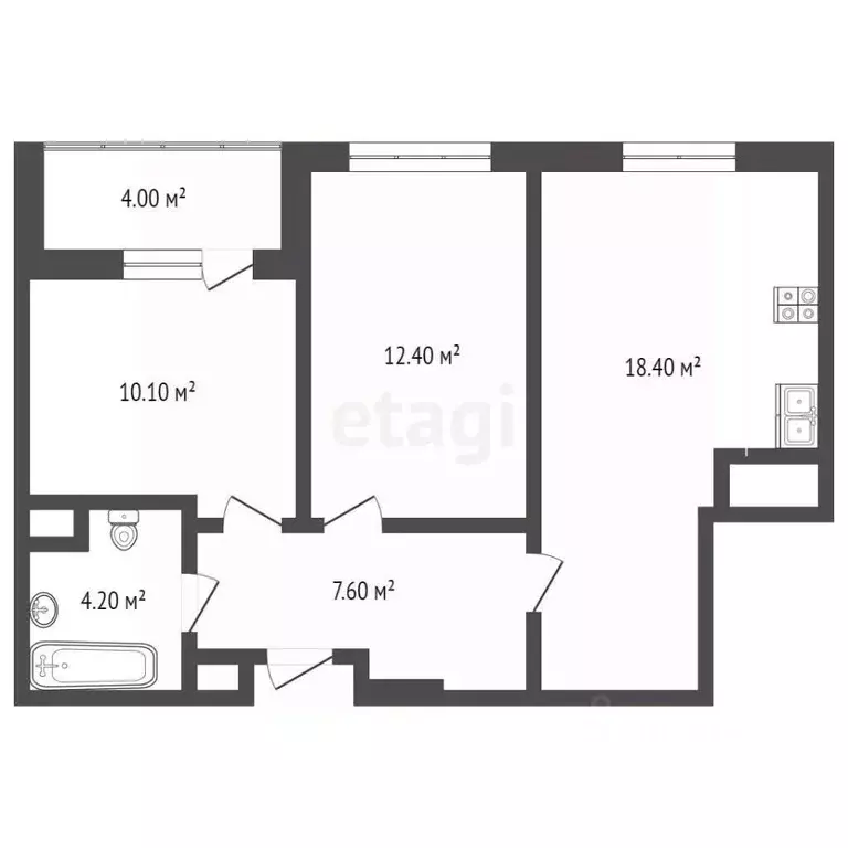 2-к кв. Тюменская область, Тюмень ул. Тальниковая, 3 (53.0 м) - Фото 2