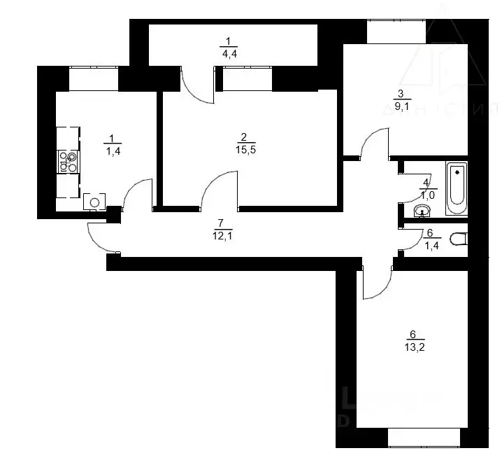 3-к кв. Башкортостан, Уфа ул. Ахметова, 318/1 (62.7 м) - Фото 1