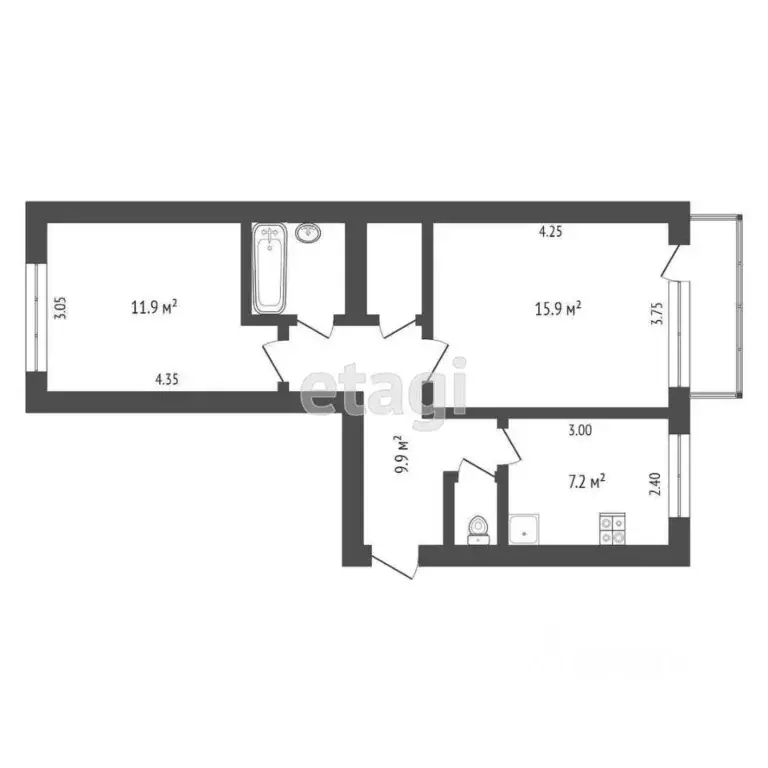 2-к кв. Калужская область, Калуга ул. Красная Гора, 25 (51.1 м) - Фото 2