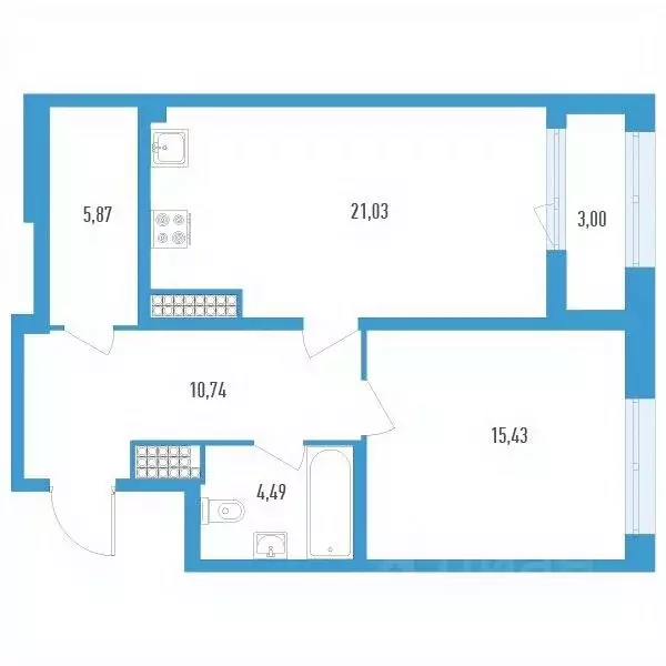 1-к кв. Санкт-Петербург ул. Типанова, 22 (59.06 м) - Фото 0