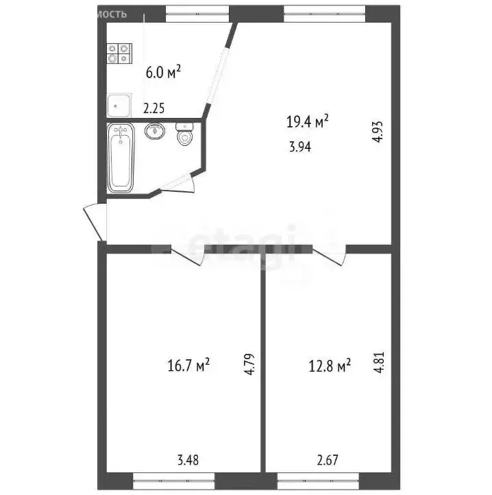 2-комнатная квартира: Вологда, улица Чехова, 9 (60 м) - Фото 1