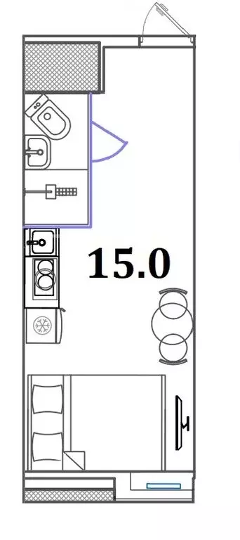 Квартира-студия: Санкт-Петербург, Бумажная улица, 22к2 (15 м) - Фото 1