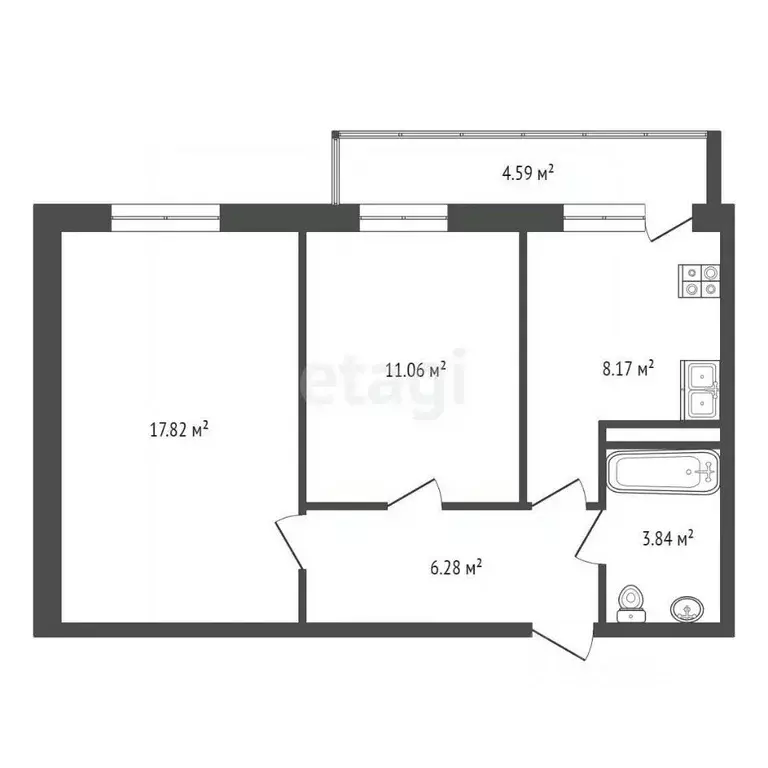 2-к кв. Саха (Якутия), Мегино-Кангаласский улус, Нижний Бестях пгт ул. ... - Фото 2