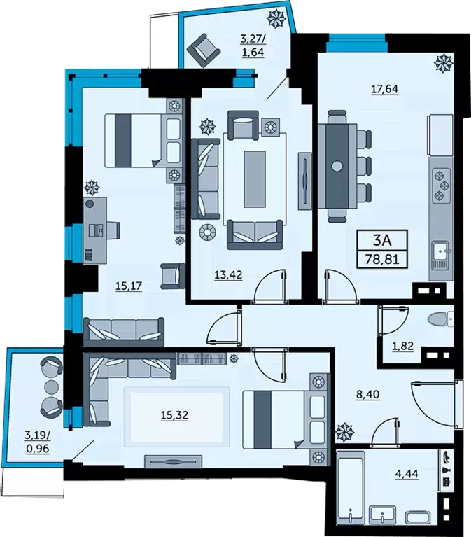 3-к квартира, 79.12 м - Фото 0