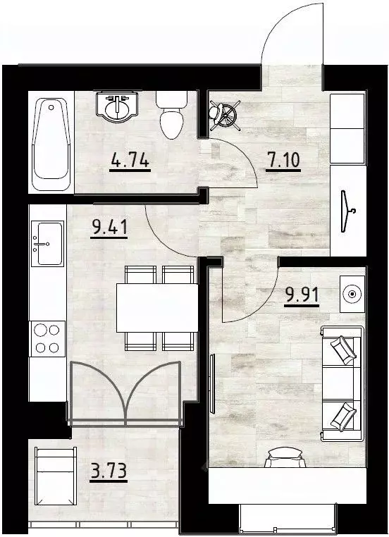 1-к кв. Калининградская область, Калининград Поселковая ул., 22 (34.89 ... - Фото 1