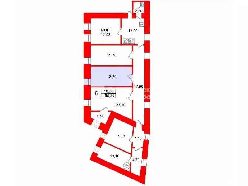 Комната Санкт-Петербург ул. Чайковского, 4 (18.2 м) - Фото 2