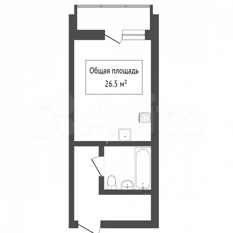 Квартира-студия, 26,1 м, 7/12 эт. - Фото 0