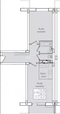 3-к кв. Курская область, Курск ул. Энгельса, 158 (51.2 м) - Фото 1