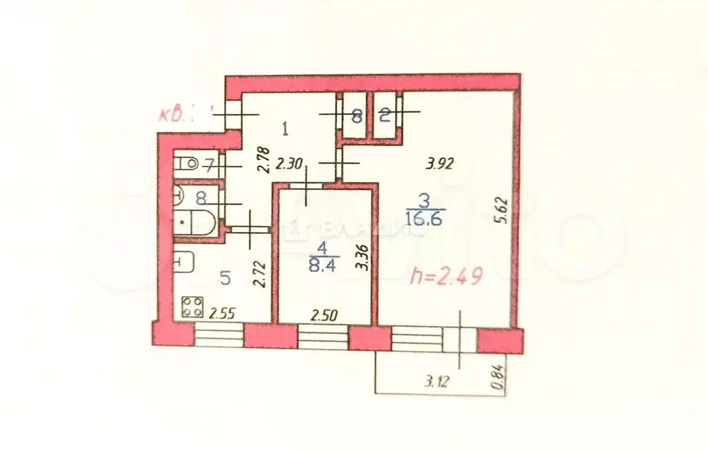 2-к. квартира, 44 м, 5/5 эт. - Фото 0