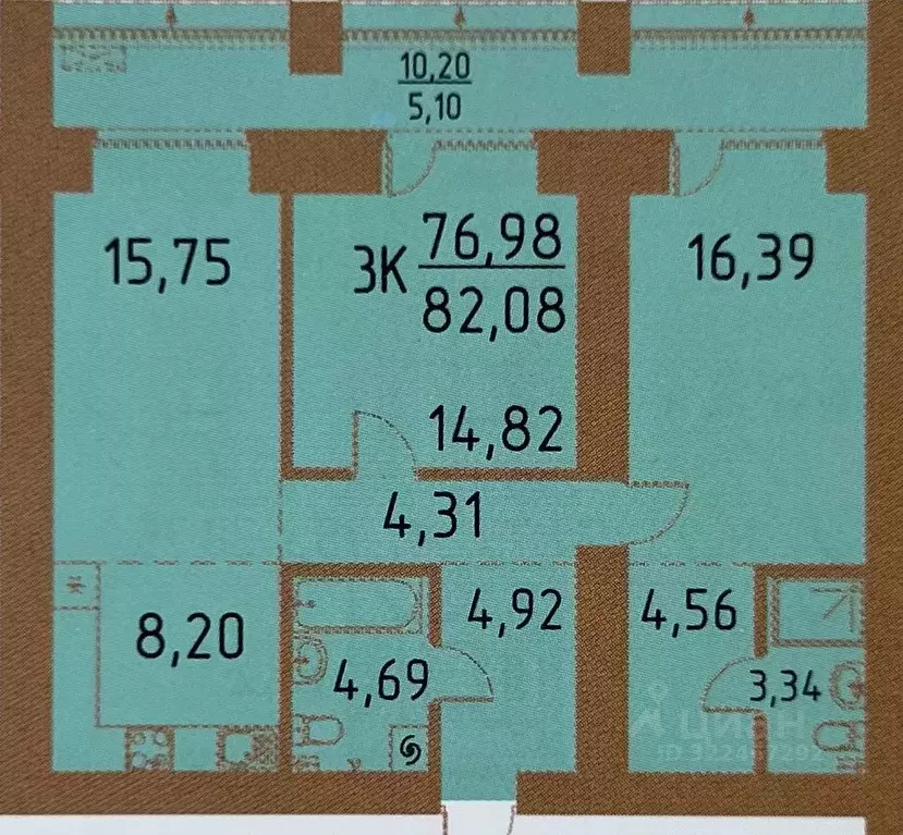 3-к кв. Томская область, Томский район, д. Кисловка, Левобережный мкр ... - Фото 1