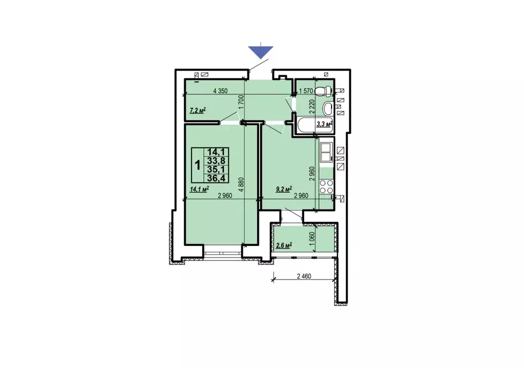 1-к кв. Саратовская область, Энгельс ул. Колотилова, 102 (36.4 м) - Фото 1