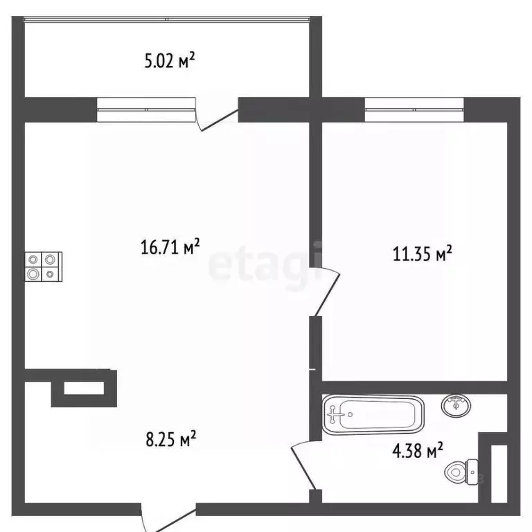 1-к кв. Ханты-Мансийский АО, Ханты-Мансийск ул. Георгия Величко, 5 ... - Фото 1