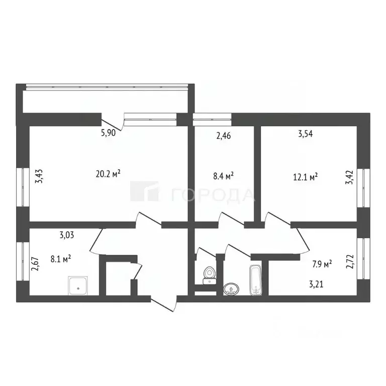 4-к кв. Томская область, Томск ул. Сергея Лазо, 28 (71.8 м) - Фото 2