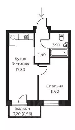 1-к кв. Воронежская область, Воронеж ул. Черняховского, 92 (38.2 м) - Фото 1