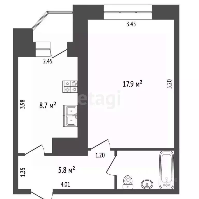 1-к кв. Калужская область, Калуга ул. Плеханова, 83 (35.8 м) - Фото 2