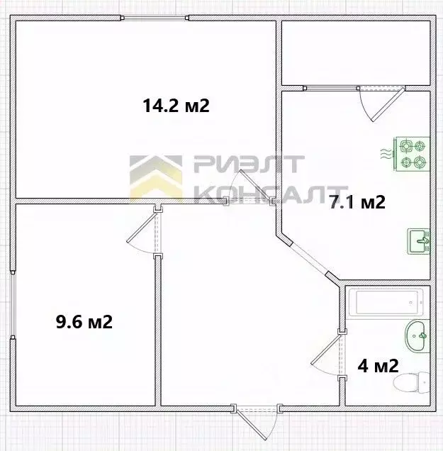 2-к кв. Омская область, Омск Пригородная ул., 3 (40.0 м) - Фото 1