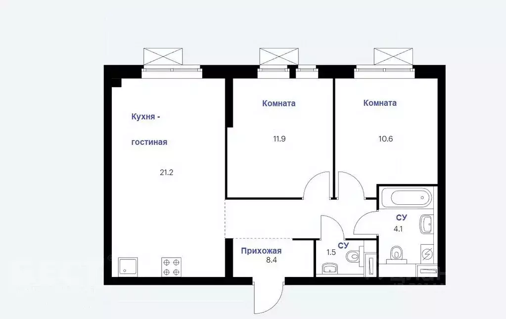 2-к кв. Московская область, Котельники ул. Сосновая, 5к1 (57.7 м) - Фото 2