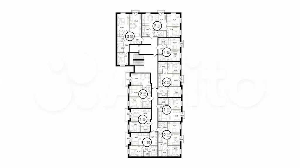 2-к. квартира, 55,4 м, 3/4 эт. - Фото 1
