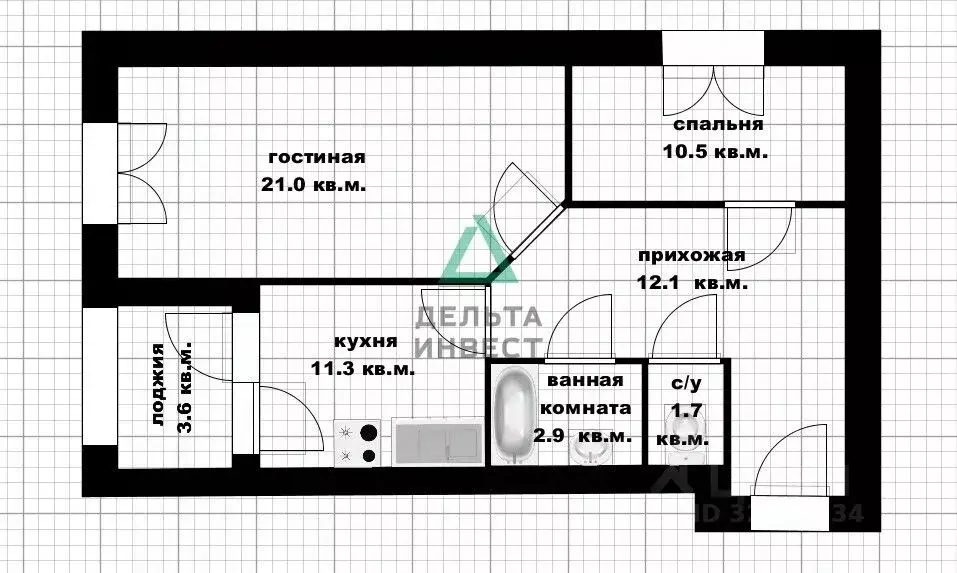 2-к кв. Башкортостан, Уфа ул. Булата Имашева, 6 (60.9 м) - Фото 2