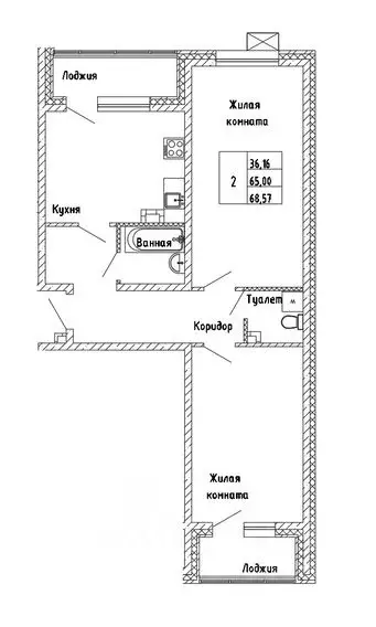2-к кв. Сахалинская область, Южно-Сахалинск Горизонт жилой комплекс ... - Фото 1