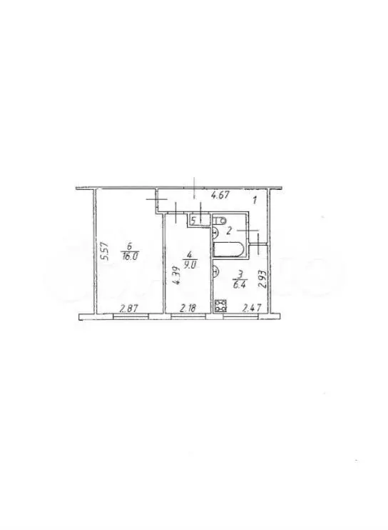 2-к. квартира, 42 м, 5/5 эт. - Фото 0