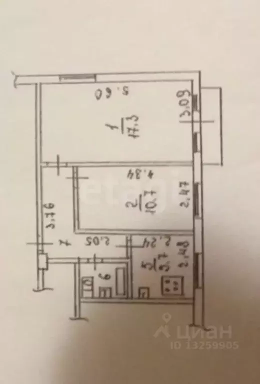 2-к кв. Липецкая область, Липецк ул. Адмирала Макарова, 18А (42.9 м) - Фото 1