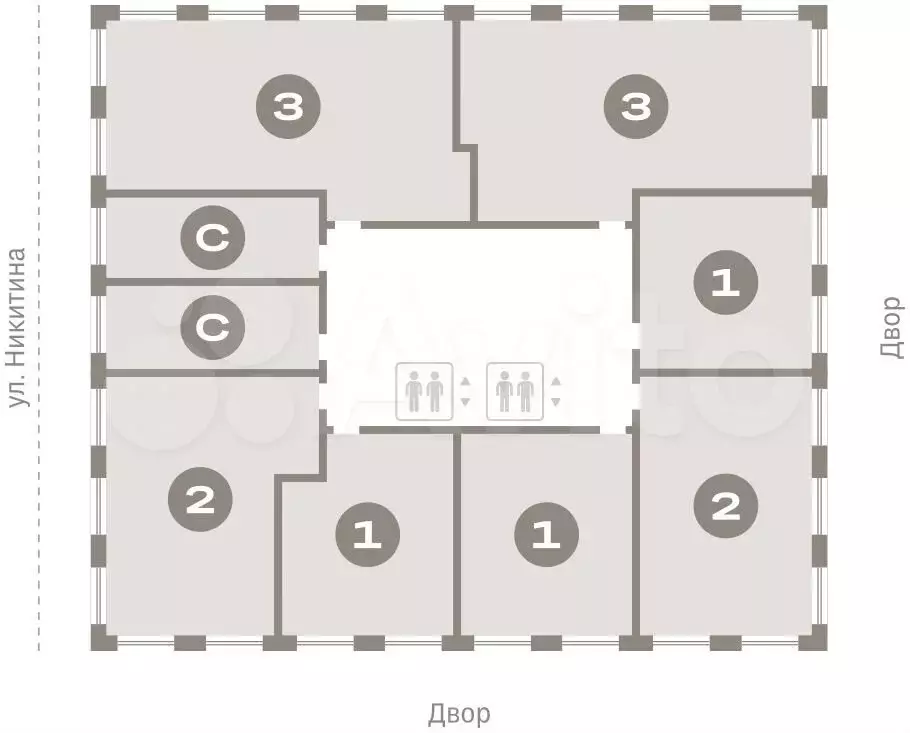 2-к. квартира, 49,3м, 2/17эт. - Фото 1