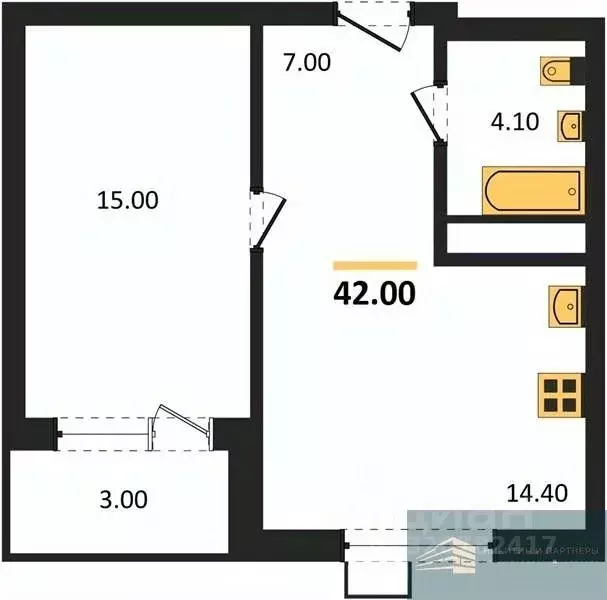 1-к кв. Воронежская область, Воронеж бул. Содружества, 6 (42.0 м) - Фото 1