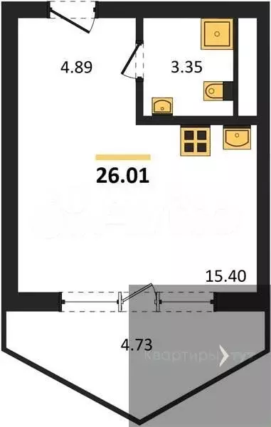 Квартира-студия, 26 м, 5/21 эт. - Фото 0