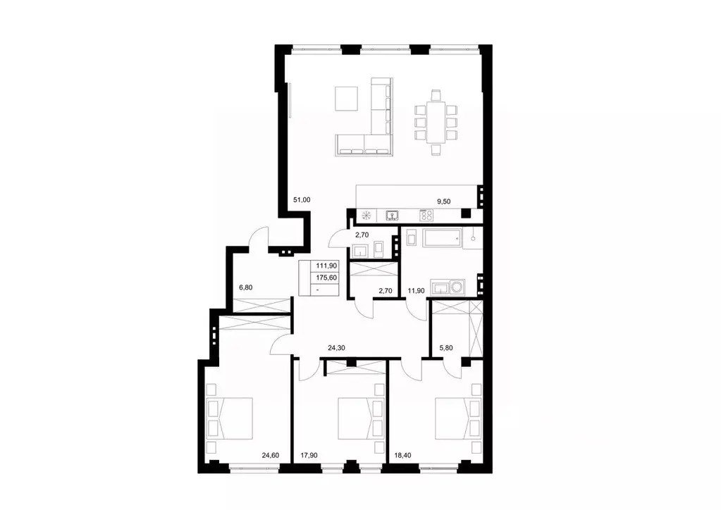 4-к кв. Томская область, Томск ул. Карташова, 13А (175.6 м) - Фото 1