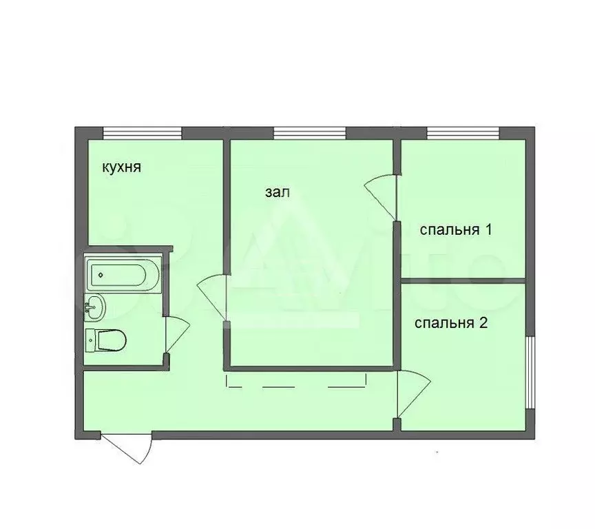 3-к. квартира, 42,7 м, 1/5 эт. - Фото 0