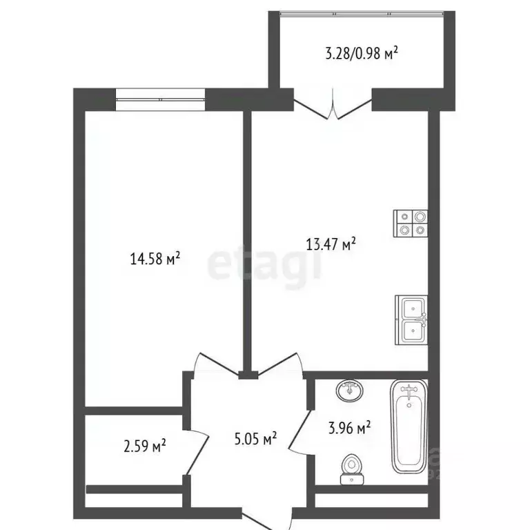 1-к кв. Крым, Симферополь просп. Александра Суворова (39.0 м) - Фото 2
