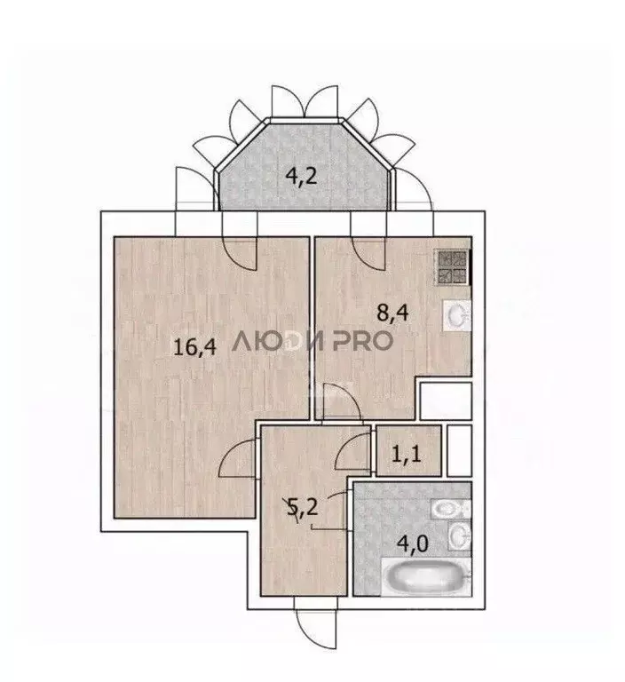 1-к кв. Башкортостан, Уфа Бакалинская ул., 25 (34.8 м) - Фото 2