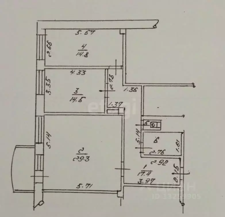 2-к кв. Липецкая область, Липецк ул. М.И. Неделина, 61 (57.7 м) - Фото 2