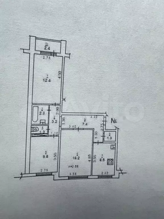 3-к. квартира, 63 м, 2/9 эт. - Фото 0