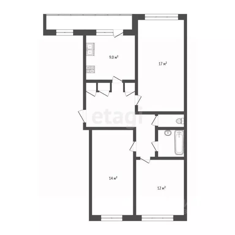 3-к кв. Псковская область, Псков ул. Алтаева, 5 (67.5 м) - Фото 2