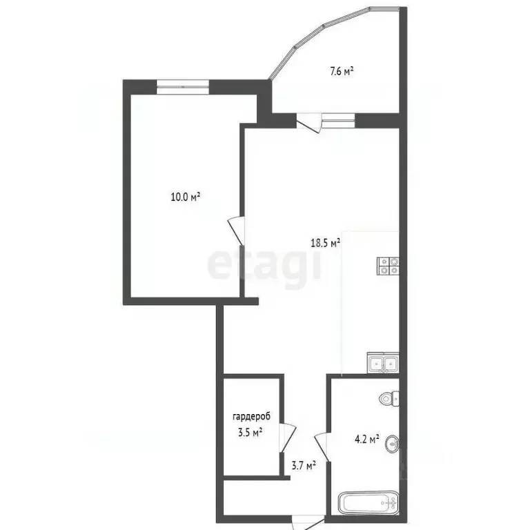 1-к кв. Тюменская область, Тюмень ул. Станислава Карнацевича, 4 (40.0 ... - Фото 1