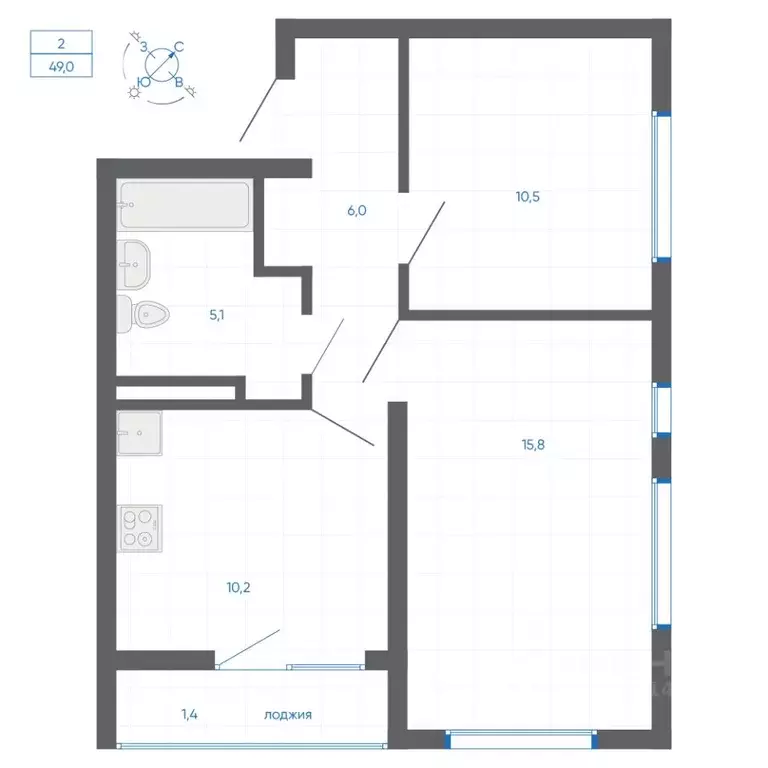 2-к кв. Свердловская область, Екатеринбург ул. Вильгельма де Геннина, ... - Фото 1