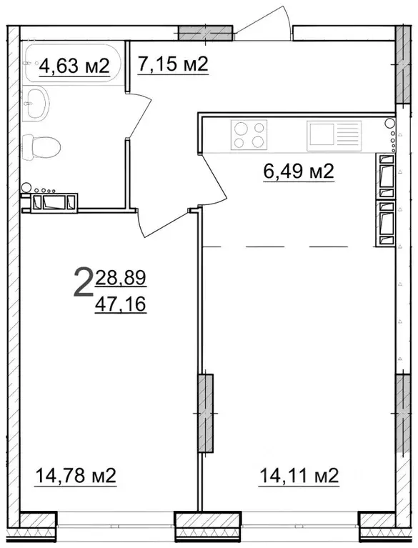 2-к кв. Ярославская область, Ярославль Институтская ул., 13 (46.8 м) - Фото 2