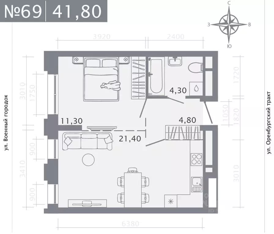1-к кв. Татарстан, Казань ул. Шишкина (41.8 м) - Фото 0