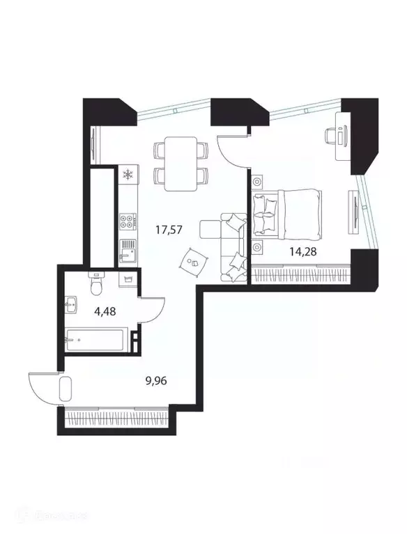 1-к кв. Рязанская область, Рязань пер. 1-й Осенний, 15 (46.29 м) - Фото 1