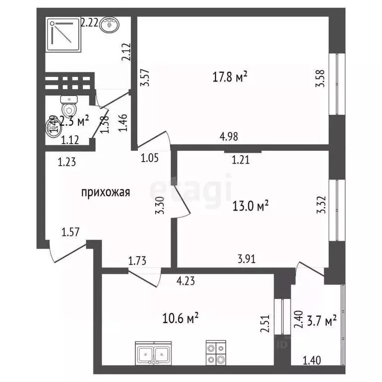 2-к кв. Севастополь ул. Вакуленчука, 28 (58.0 м) - Фото 2