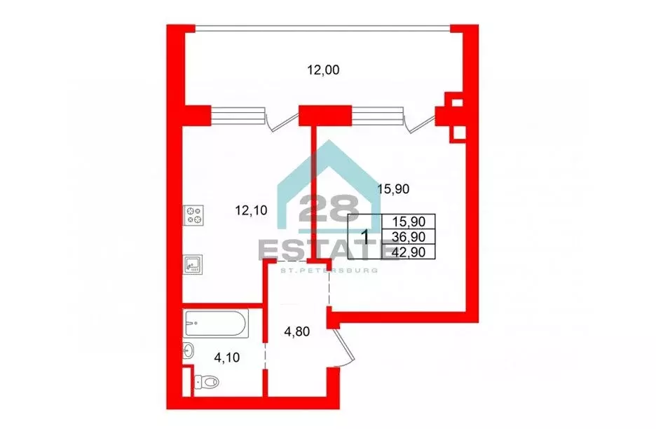 1-к кв. Ленинградская область, Ломоносовский район, Низинское с/пос, ... - Фото 2