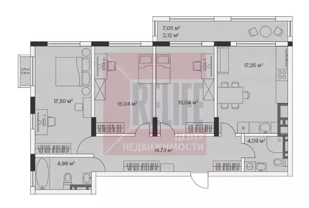 3-комнатная квартира: посёлок Малое Исаково, Первая улица, 1к4 (91.2 ... - Фото 1