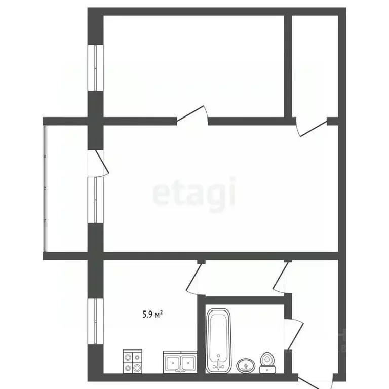 2-к кв. Самарская область, Самара Олимпийская ул., 33 (43.5 м) - Фото 2